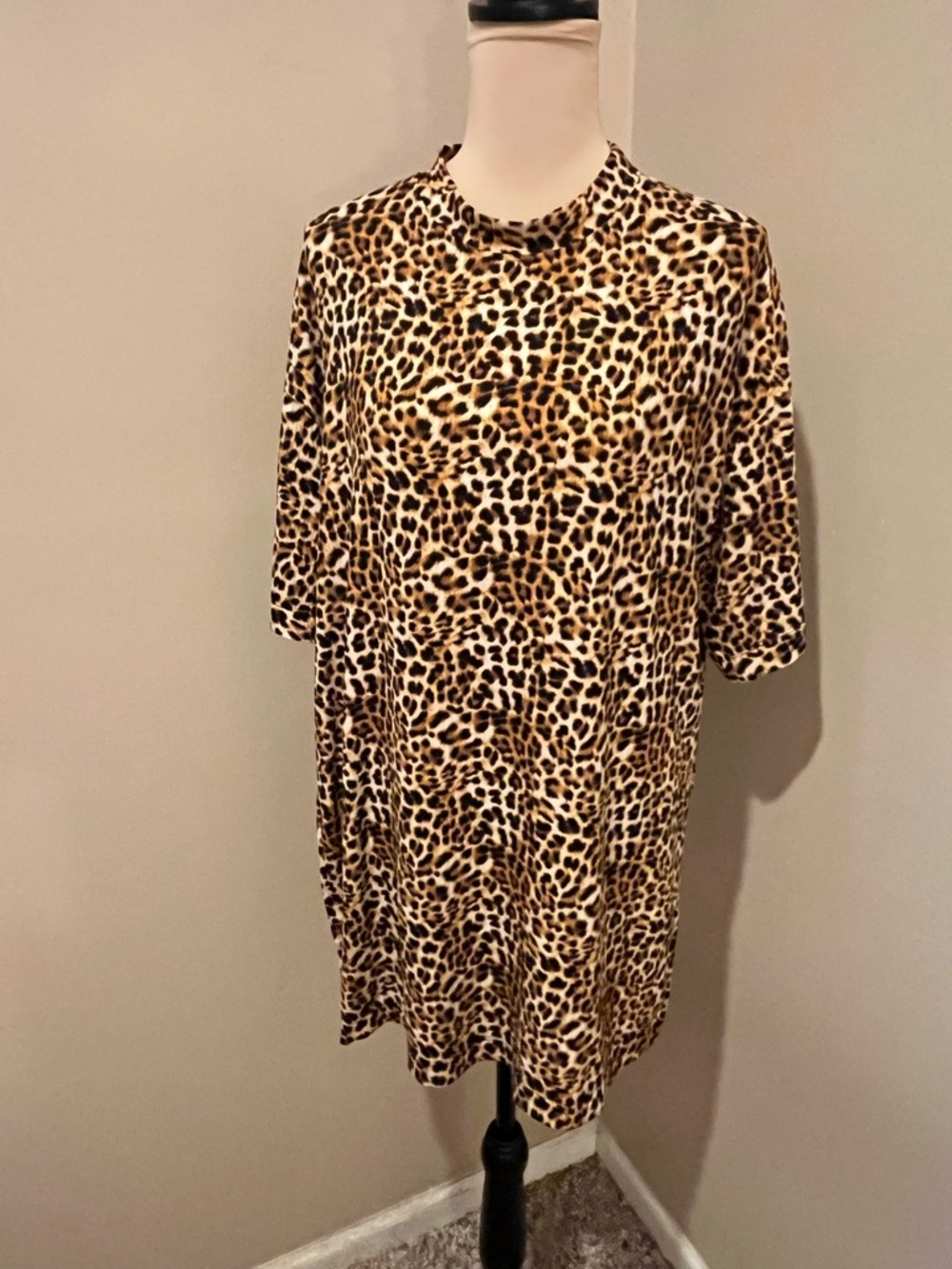 Dressed in LALA Leopard Print Tunic in Tan, Brown, Black